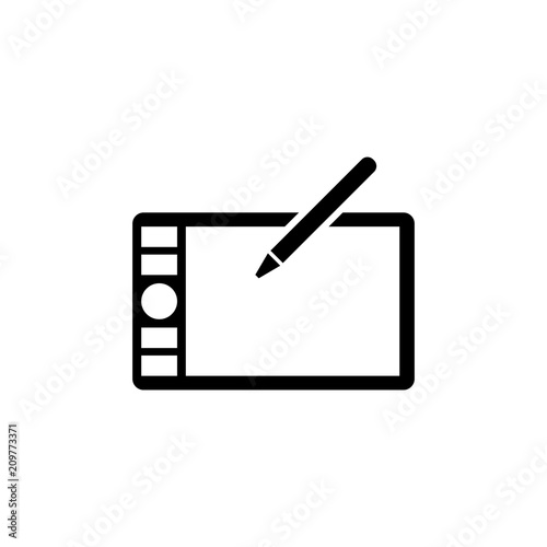 Digital Drawing Board, Graphic Tablet. Flat Vector Icon illustration. Simple black symbol on white background. Digital Drawing Board, Graphic Tablet sign design template for web and mobile UI element