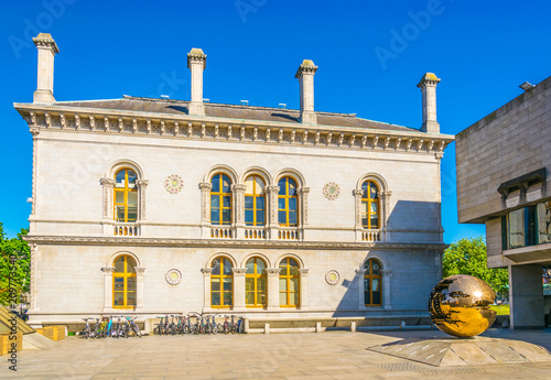 View of a building inside of the trinity college campus in Dublin, ireland photo