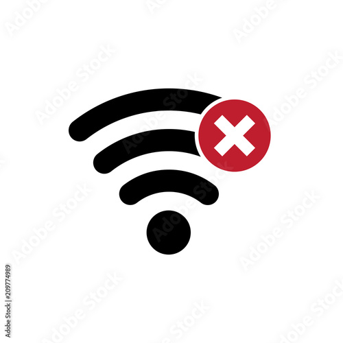 Wifi error vector icon, offline wireless symbol. Simple illustration for web or mobile app