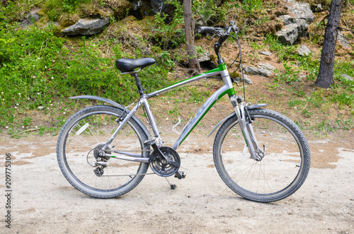 Mountainbike Parked on a Gravel bicycle Path