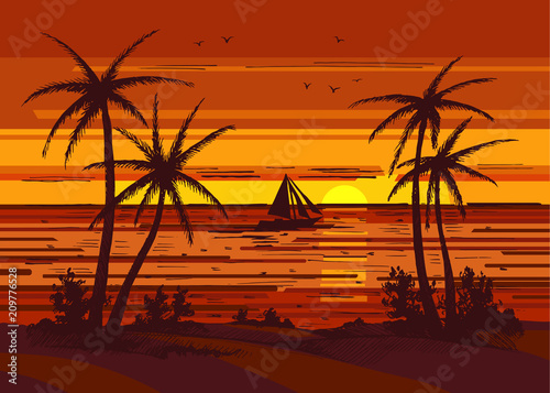 palm tree colored