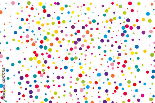 Festival pattern with color round glitter, confetti. Random, chaotic polka dot. Bright background for party invites, wedding, cards