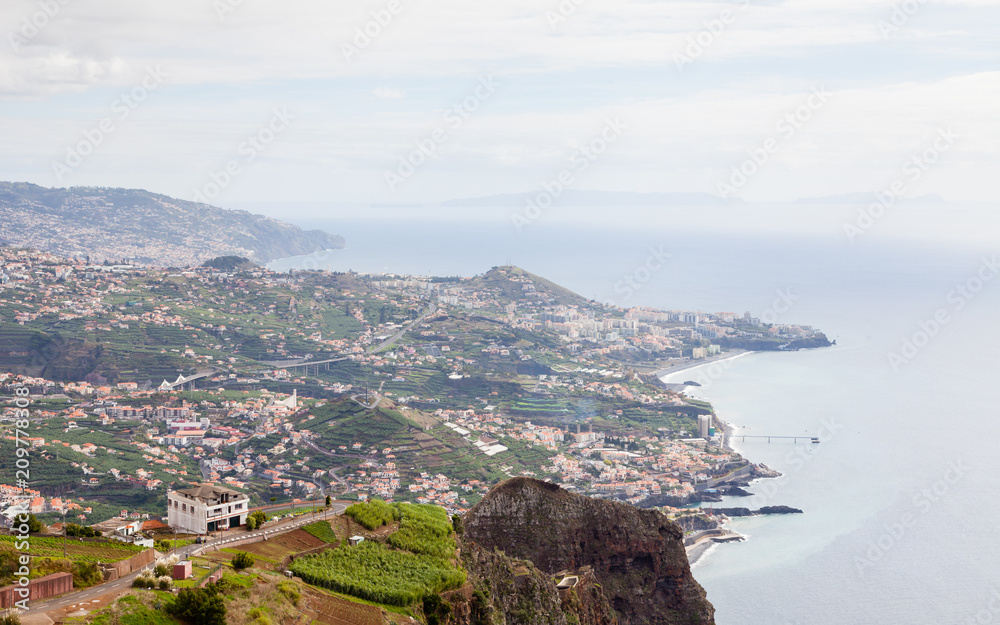 Cabo Girao View.  The view looking towards Funchal from Cabo Girao viewpoint on the Portuguese island of Madeira.