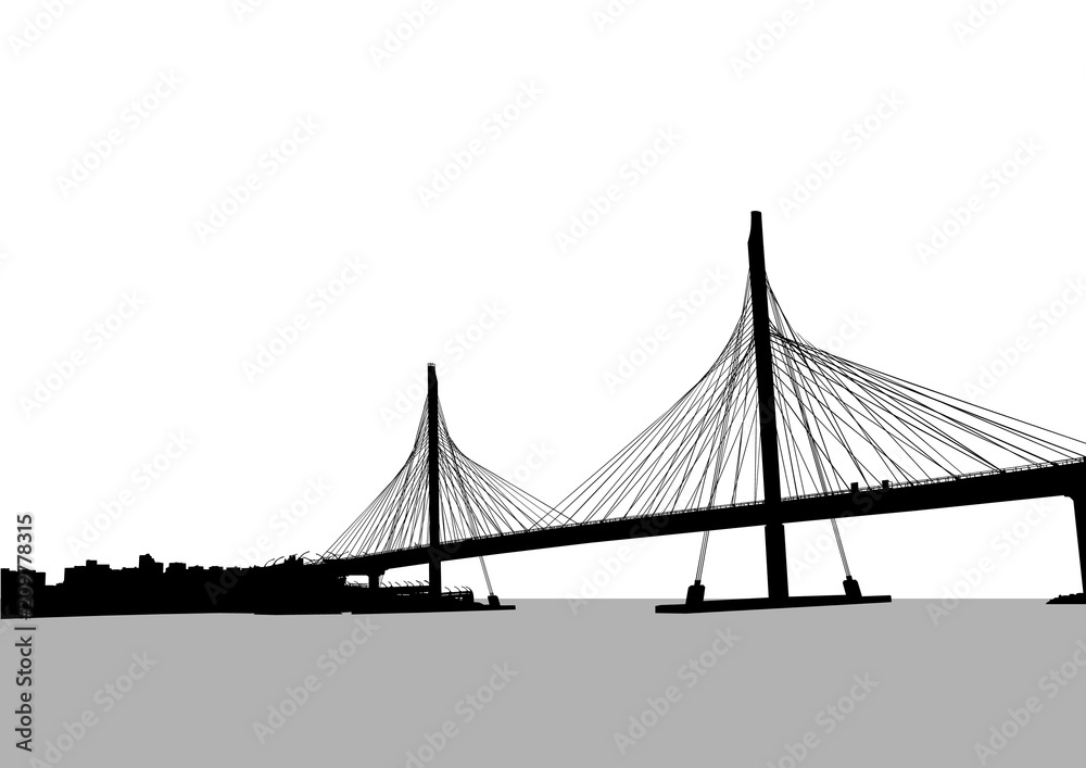 Fototapeta premium Large modern bridge across the river
