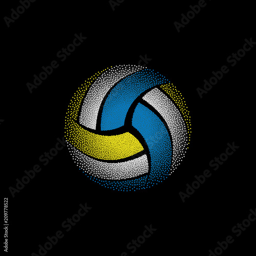 Colorful dotted volleyball on black