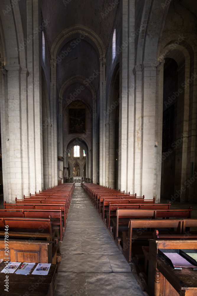 Main nave and altar in Saint Trophime Cathedral in Arles, France. Bouches-du-Rhone,  France