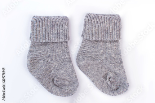 Kid wool socks isolated on white.