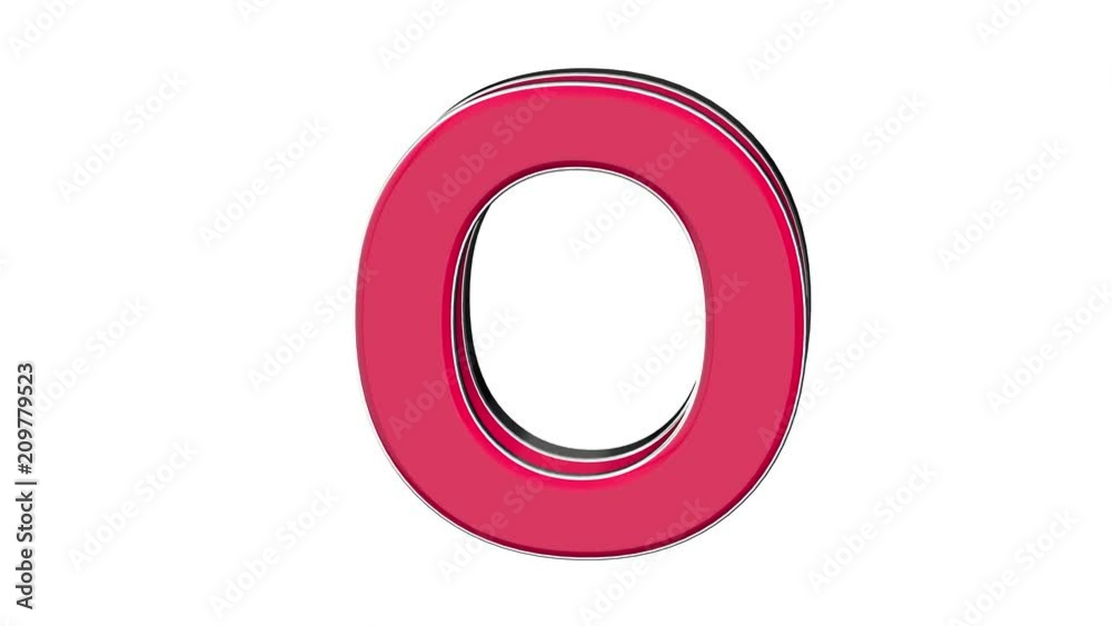 Red pink letter O - volumetric glossy metal alphabet letter on white background and chroma key background 3D animation Red pink letter O - volumetric glossy metal alphabet letter on white background and chroma key background 3D animation