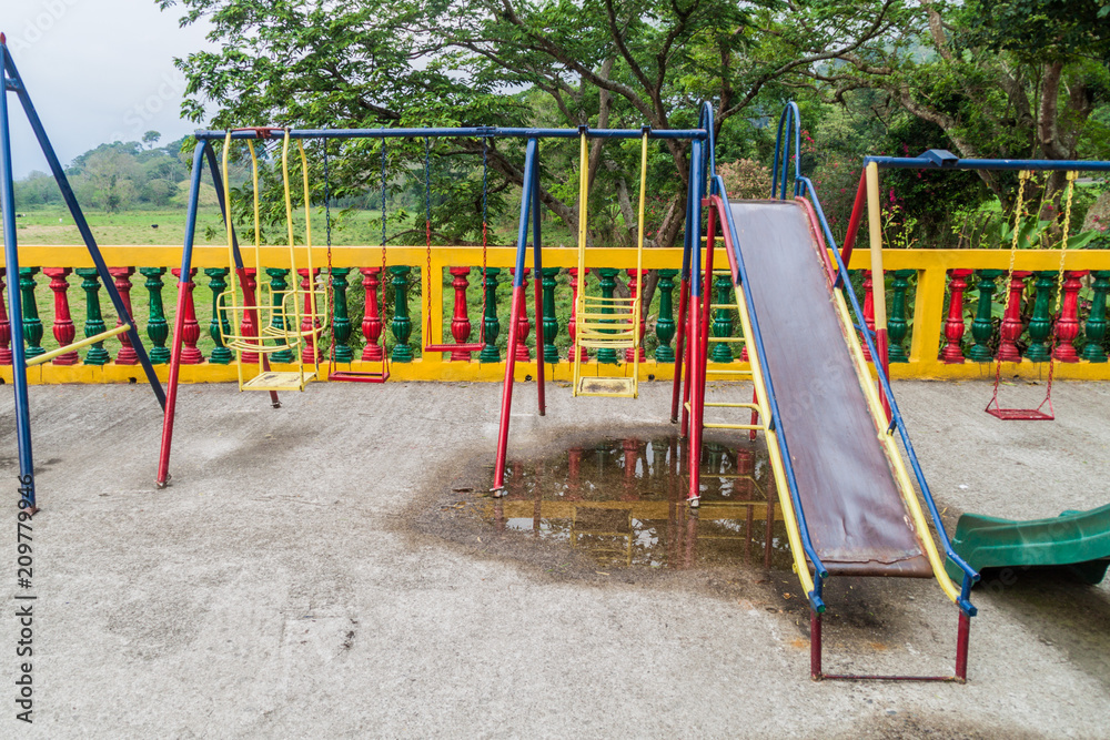 Children playground near lake Yojoa, Honduras