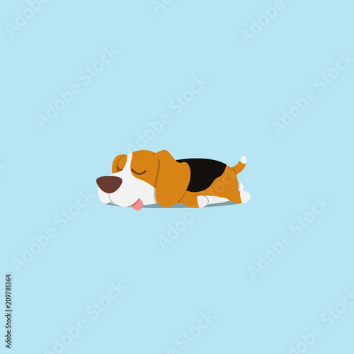 Lazy dog, cute beagle puppy sleeping icon, flat design, vector illustration