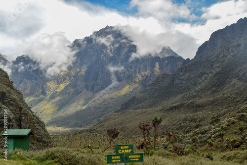 Mount Baker in the Rwenzori Mountains. The photo was taken at Bujuku Camp, Rwenzori Mountains National Park, Uganda photo