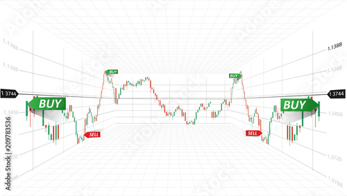 Vector abstract illustration. Financial market data. Forex trading concept. Stock exchange symbol.3D Vector  illustration