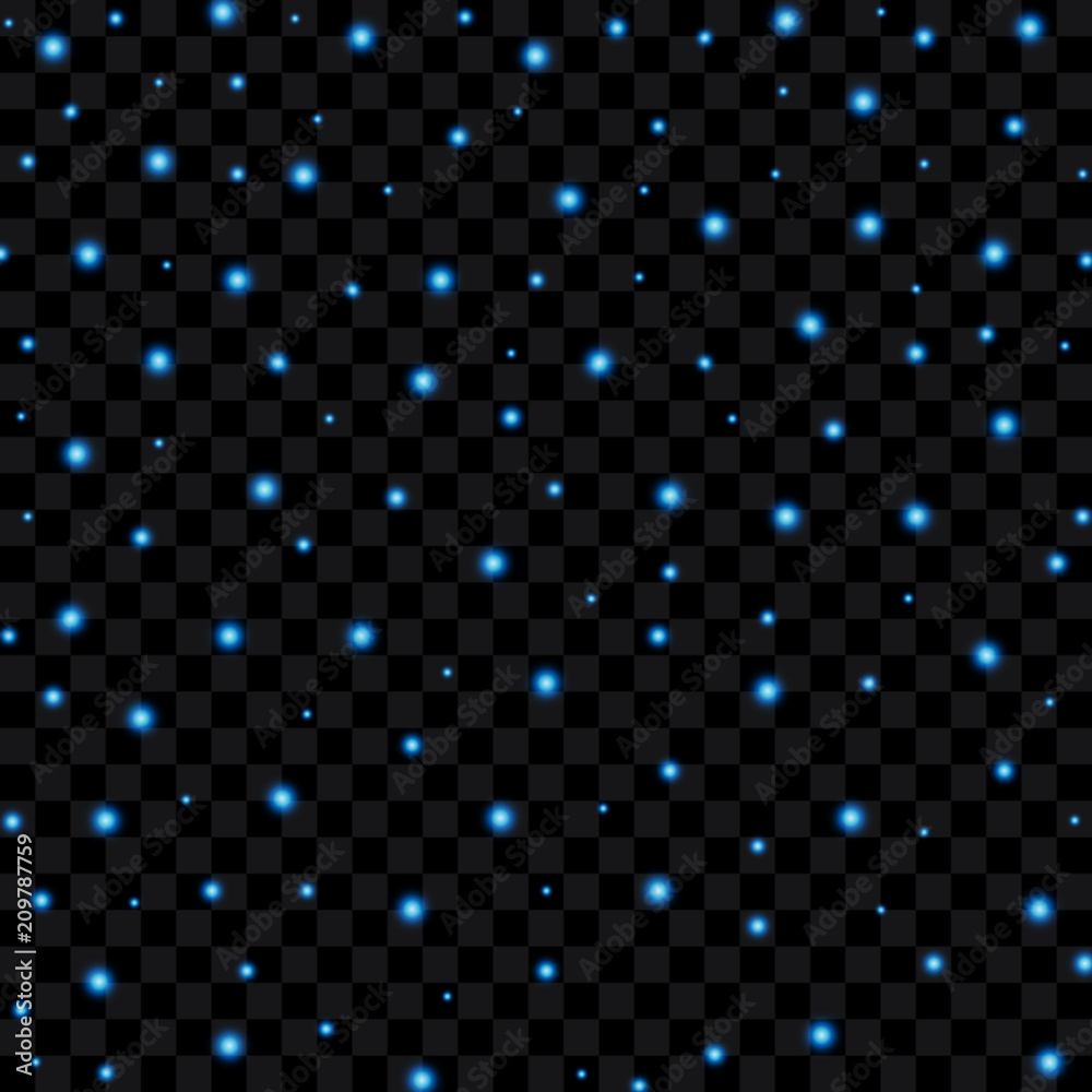 Blue lights on transparent background, vector illustration.