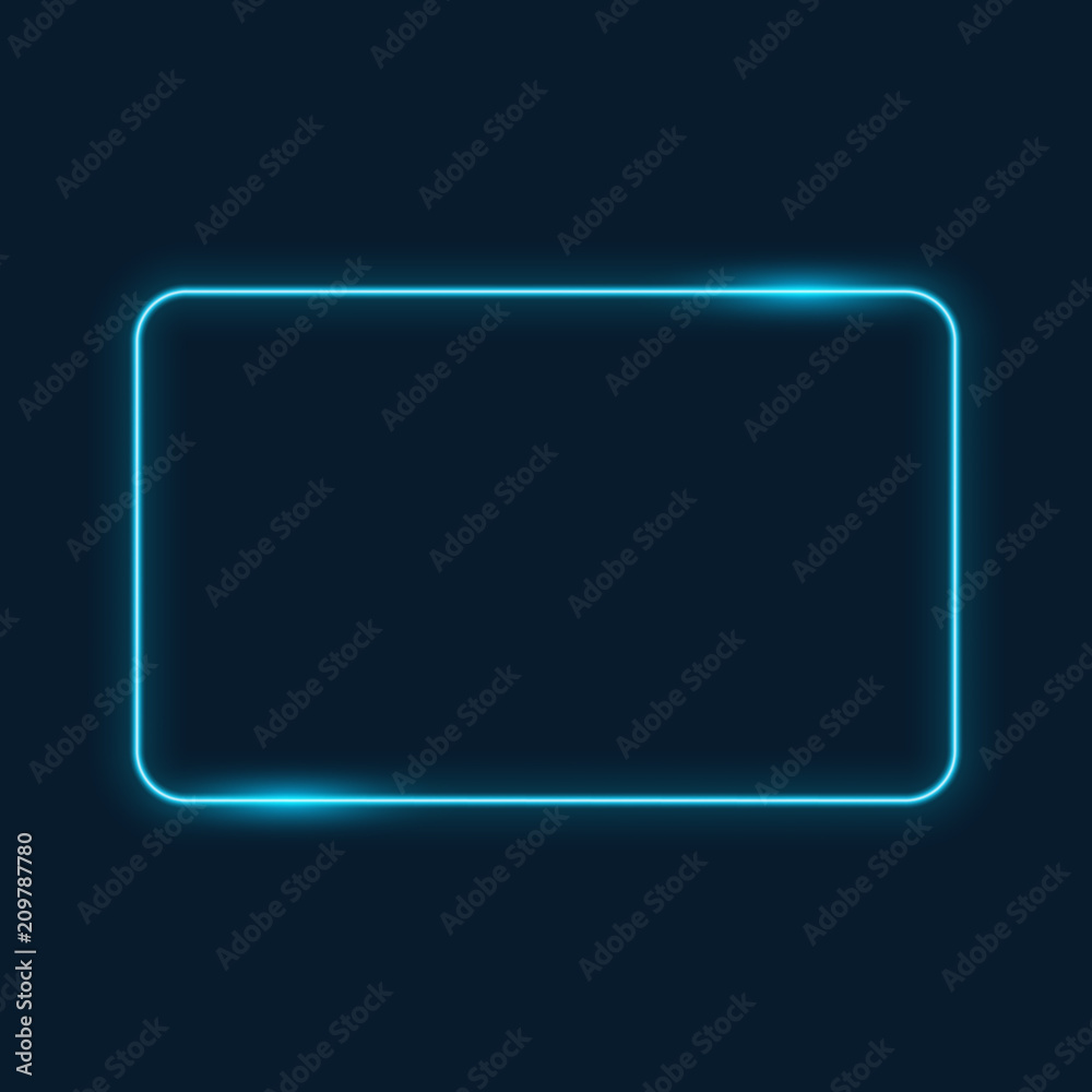 Neon frame on dark blue background, vector illustration. Neon frame on dark blue background, vector illustration.