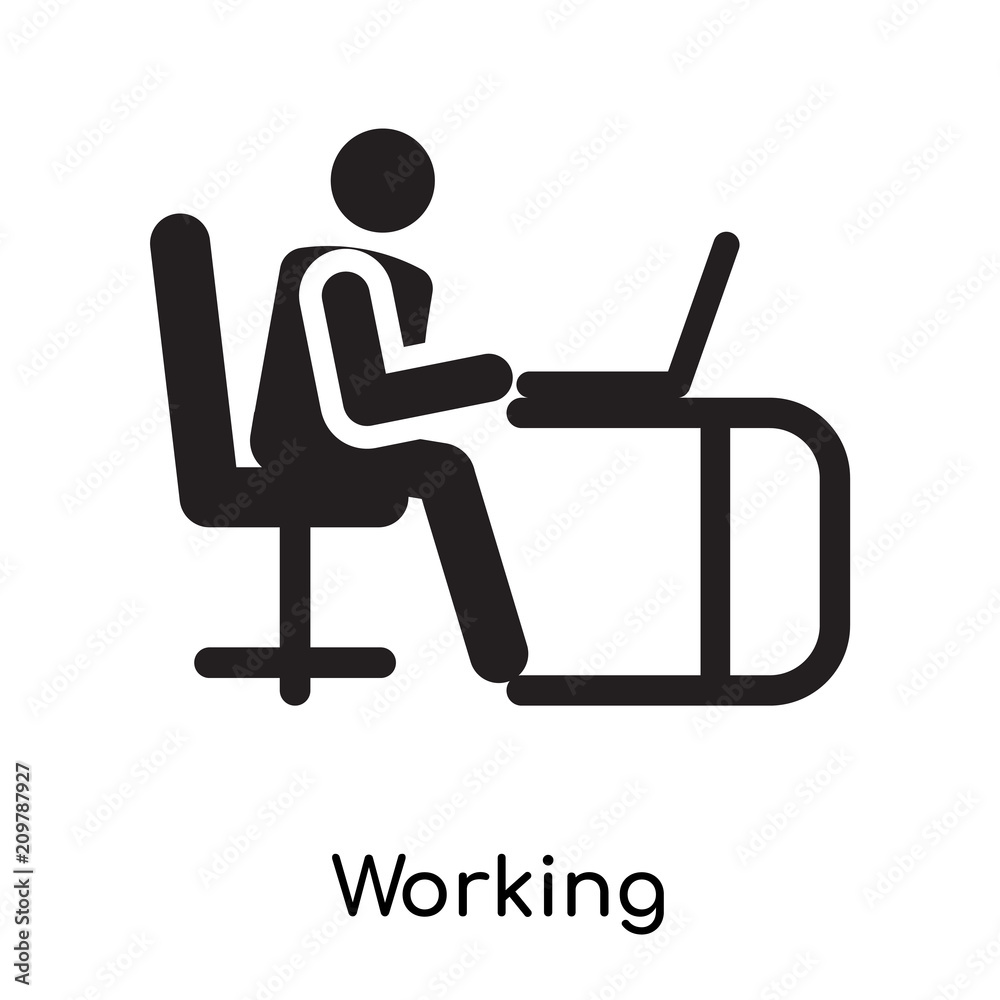 Working icon vector sign and symbol isolated on white background, Working logo concept icon Working icon vector sign and symbol isolated on white background, Working logo concept icon