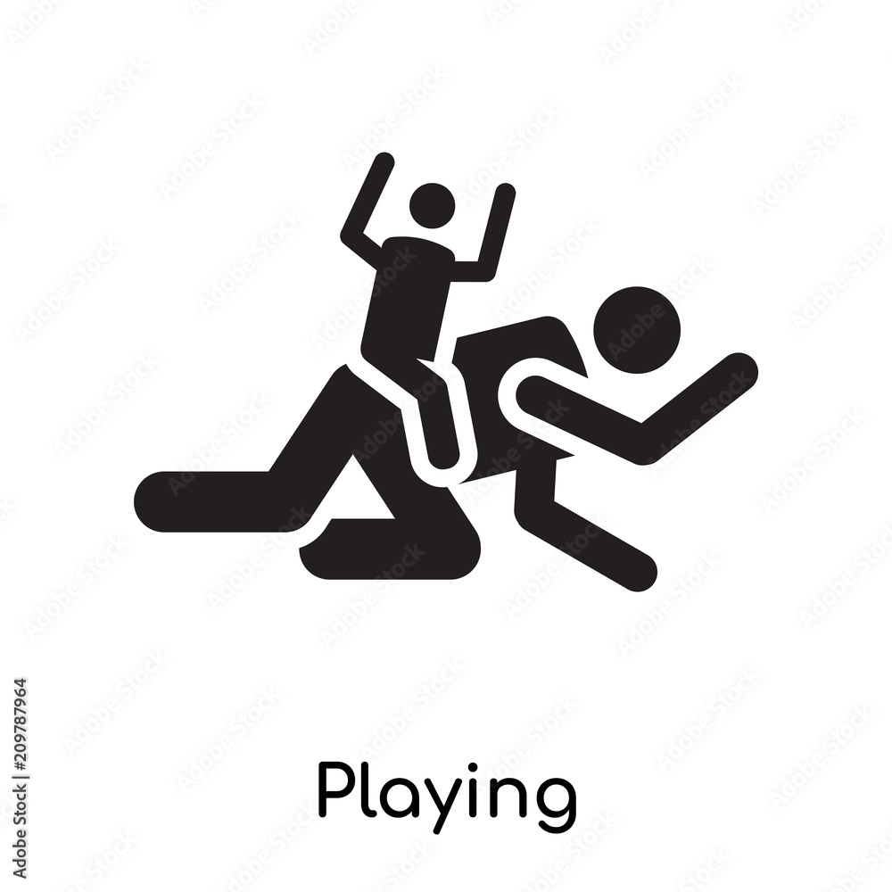 Playing icon vector sign and symbol isolated on white background, Playing logo concept icon Playing icon vector sign and symbol isolated on white background, Playing logo concept icon
