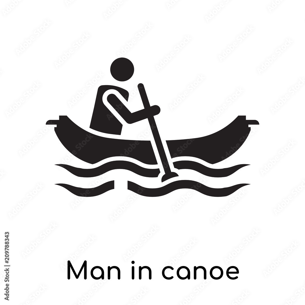 Man in canoe icon vector sign and symbol isolated on white background, Man in canoe logo concept icon