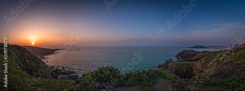 Obraz na płótnie Sunset panorama over the Cornish coast w salonie