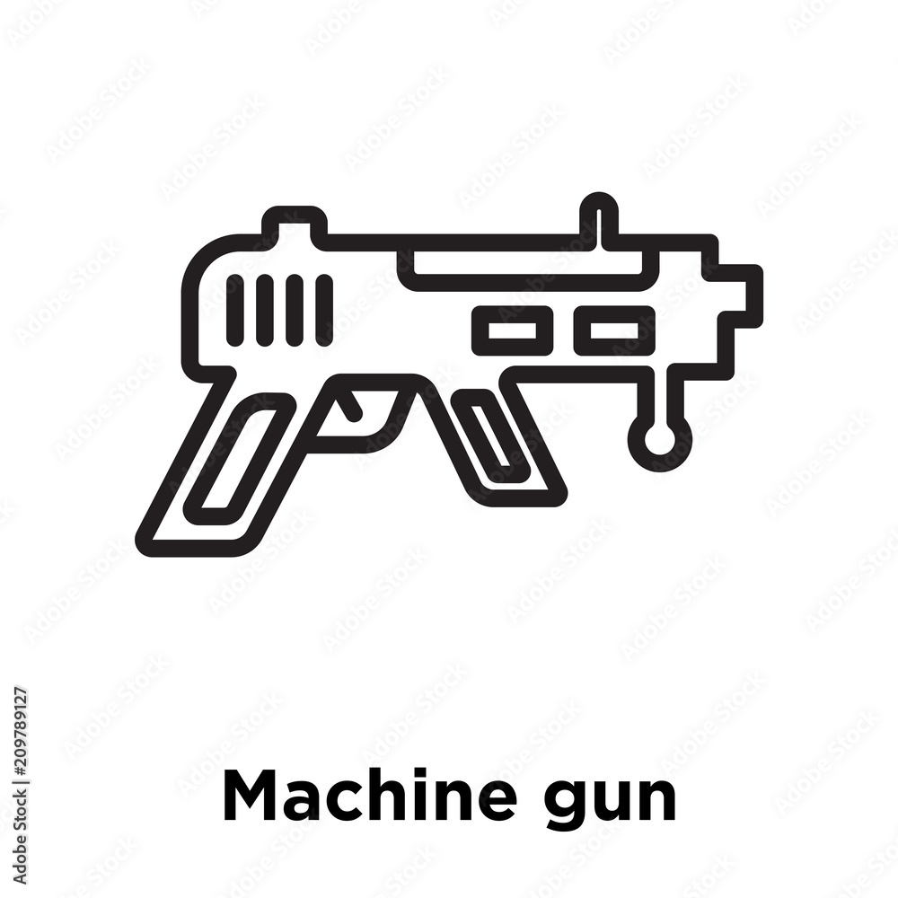 Machine gun icon vector sign and symbol isolated on white background, Machine gun logo concept, outline symbol, linear sign