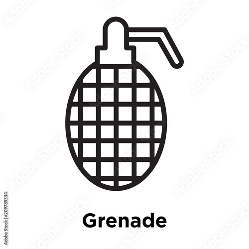 Grenade icon vector sign and symbol isolated on white background, Grenade logo concept, outline symbol, linear sign