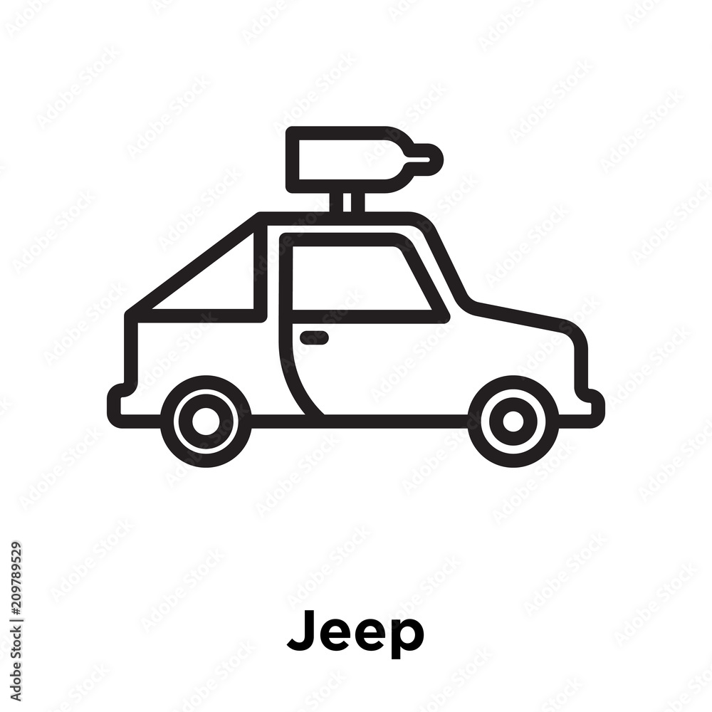 Jeep icon vector sign and symbol isolated on white background, Jeep logo concept, outline symbol, linear sign