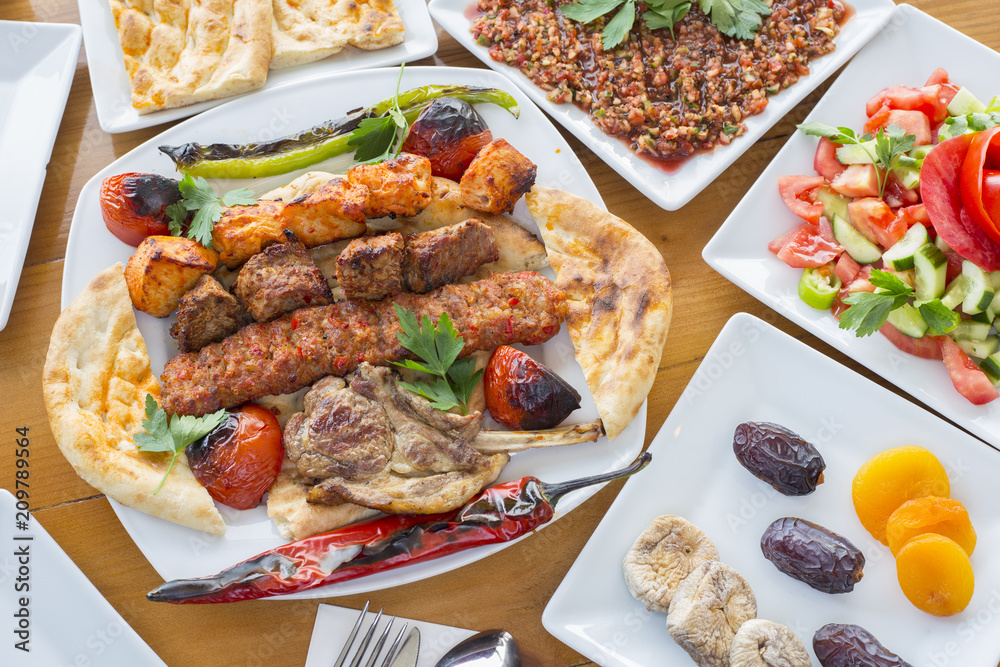 turkish kebab and appetizer turkish kebab and appetizer