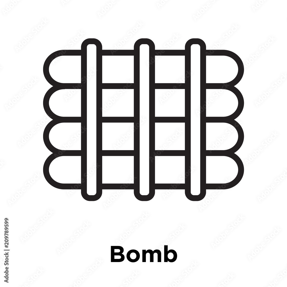 Bomb icon vector sign and symbol isolated on white background, Bomb logo concept, outline symbol, linear sign
