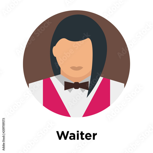 Waiter icon vector sign and symbol isolated on white background, Waiter logo concept