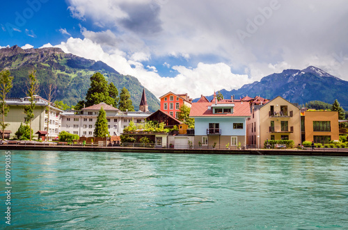 Beautiful river landscape of Interlaken, Switzerland © Olena Zn