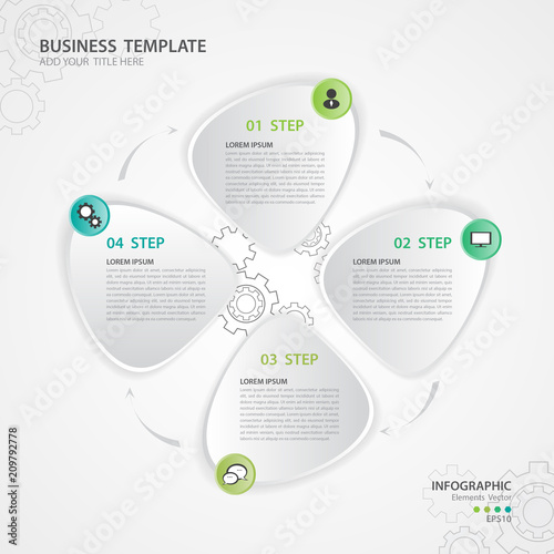 Infographics elements diagram with 4 steps, options, Vector illustration, Circles 3d icon, presentation, advertisment, Process chart, business flyer, banner design, web design, timeline, silde photo