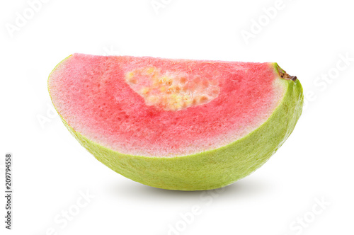 Pink Guava slice isolated on white background