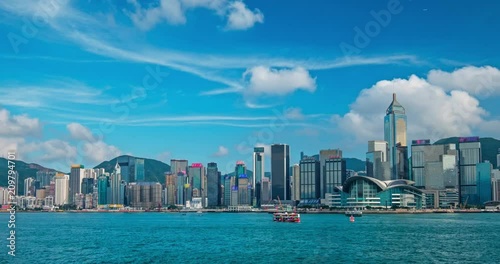 Aerial timelapse of Hong Kong skyline. Hong Kong, China
