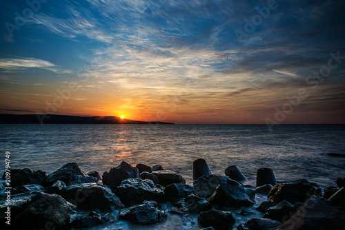 Dramatic sunset on the sea