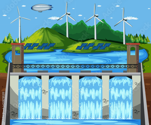 Natural Green Power Plant Scene