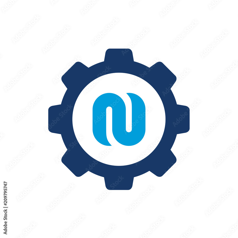 Logo N, Symbols Alphabet Letter N Combined With Gear Symbol, Vector Logo or Icon Design Logo N, Symbols Alphabet Letter N Combined With Gear Symbol, Vector Logo or Icon Design