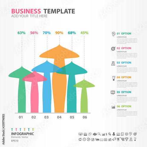 infographics elements diagram with 6 steps, options, mushroom icon, web design, presentation, business brochure flyer template,  banner design, advertisement, Chart, number, Timeline Slide, Vegetable photo