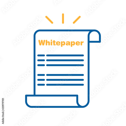 Whitepaper icon. Vector thin line illustration design. Ico investment, startup business company launch strategy. Paper sheet with text