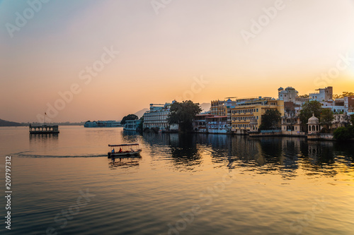 Pichola lake sunset view in Udaipur  India