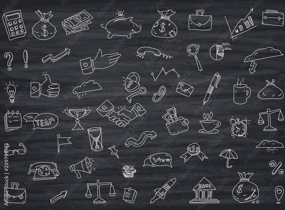 Set of business decorative objects isolated on grey background. Set of business decorative objects isolated on grey background.