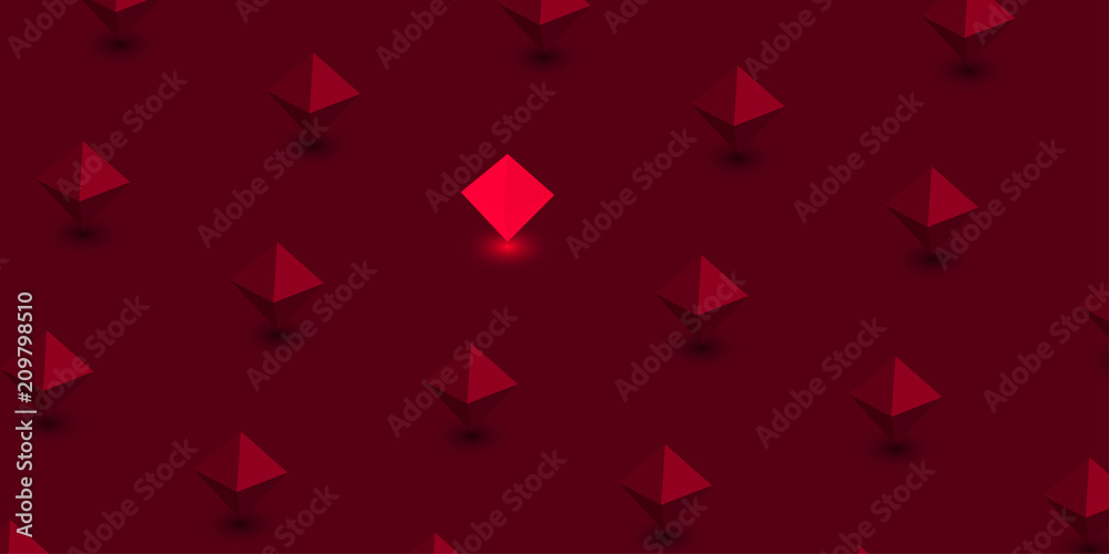 Red background with 3d geometric pyramids pattern. Red background with 3d geometric pyramids pattern.