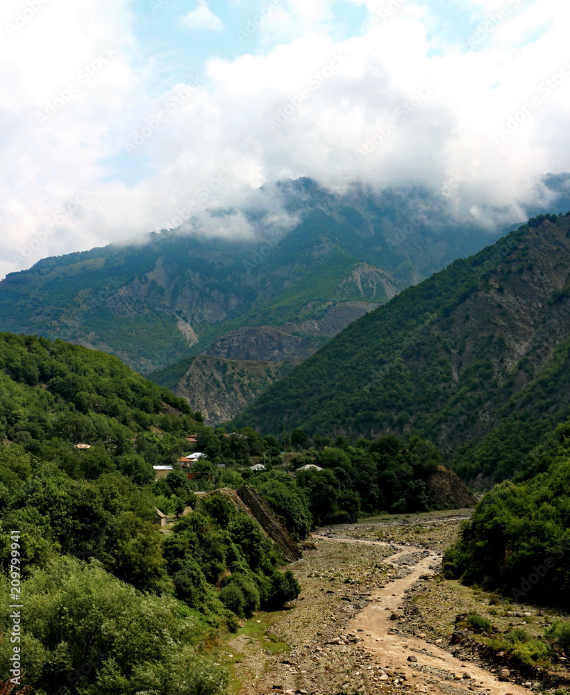 Mountain landscape with a mountain stream in Azerbaijan Mountain landscape with a mountain stream in Azerbaijan