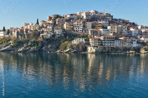 Panoramic view of Aegean sea and olt town of Kavala  East Macedonia and Thrace  Greece
