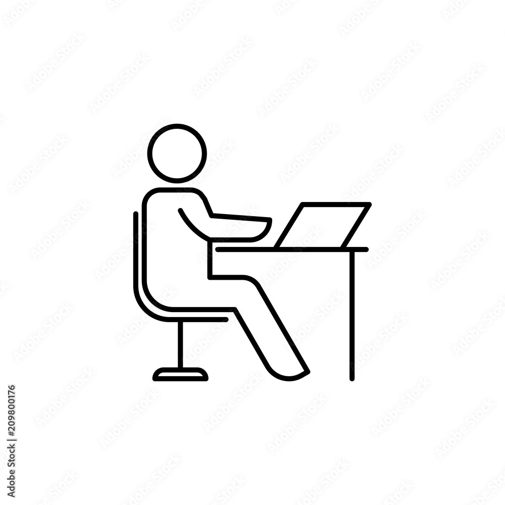 employee at the desk line icon. Element of business organisation icon for mobile concept and web apps. Thin line employee at the desk icon can be used for web and mobile employee at the desk line icon. Element of business organisation icon for mobile concept and web apps. Thin line employee at the desk icon can be used for web and mobile