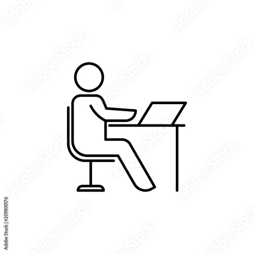 employee at the desk line icon. Element of business organisation icon for mobile concept and web apps. Thin line employee at the desk icon can be used for web and mobile