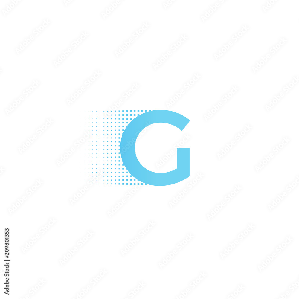 Pixel  typography letter G logo. Technological modern font calligraphy