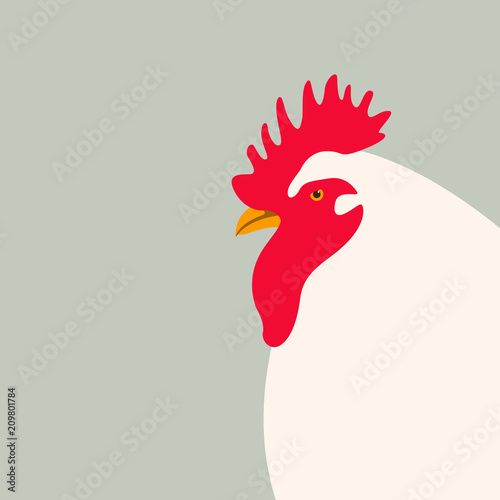 rooster head vector illustration flat style  profile