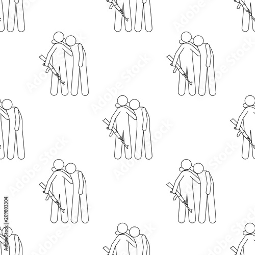 military helps a wounded man icon. Element of army icon for mobile concept and web apps. Pattern repeat seamless military helps a wounded man icon