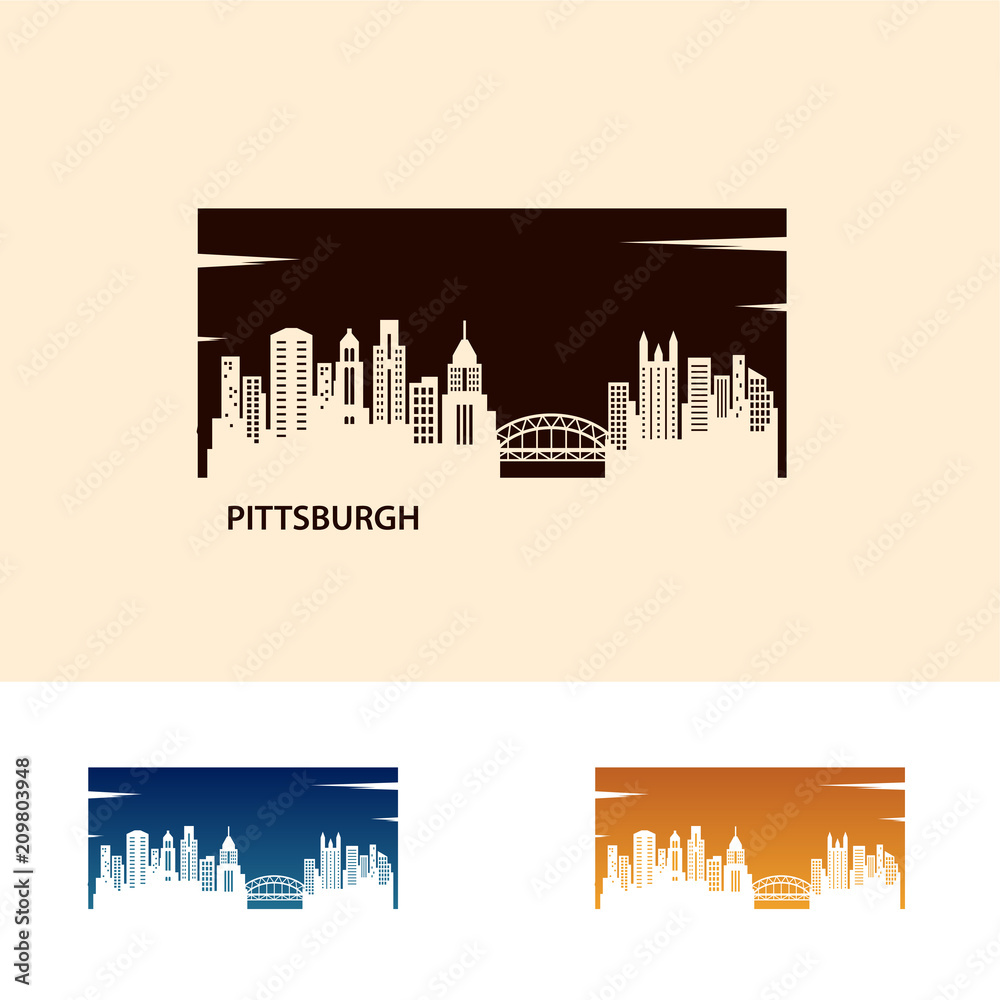 Pittsburgh City Skyline Logo Template