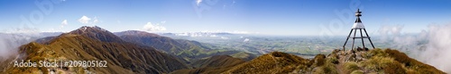 Panorama from the top of Mount Peel New Zealand