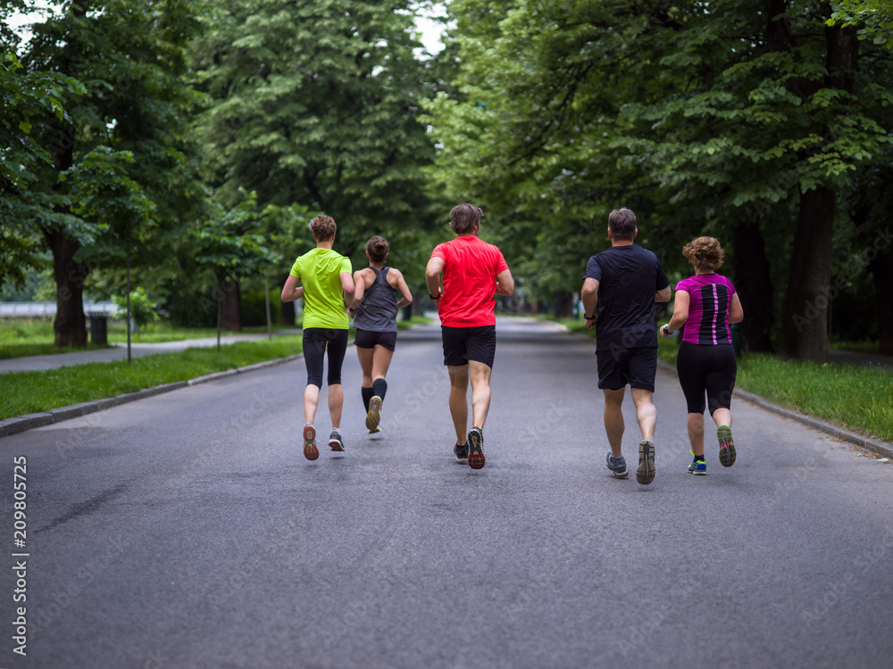 runners team on morning training runners team on morning training